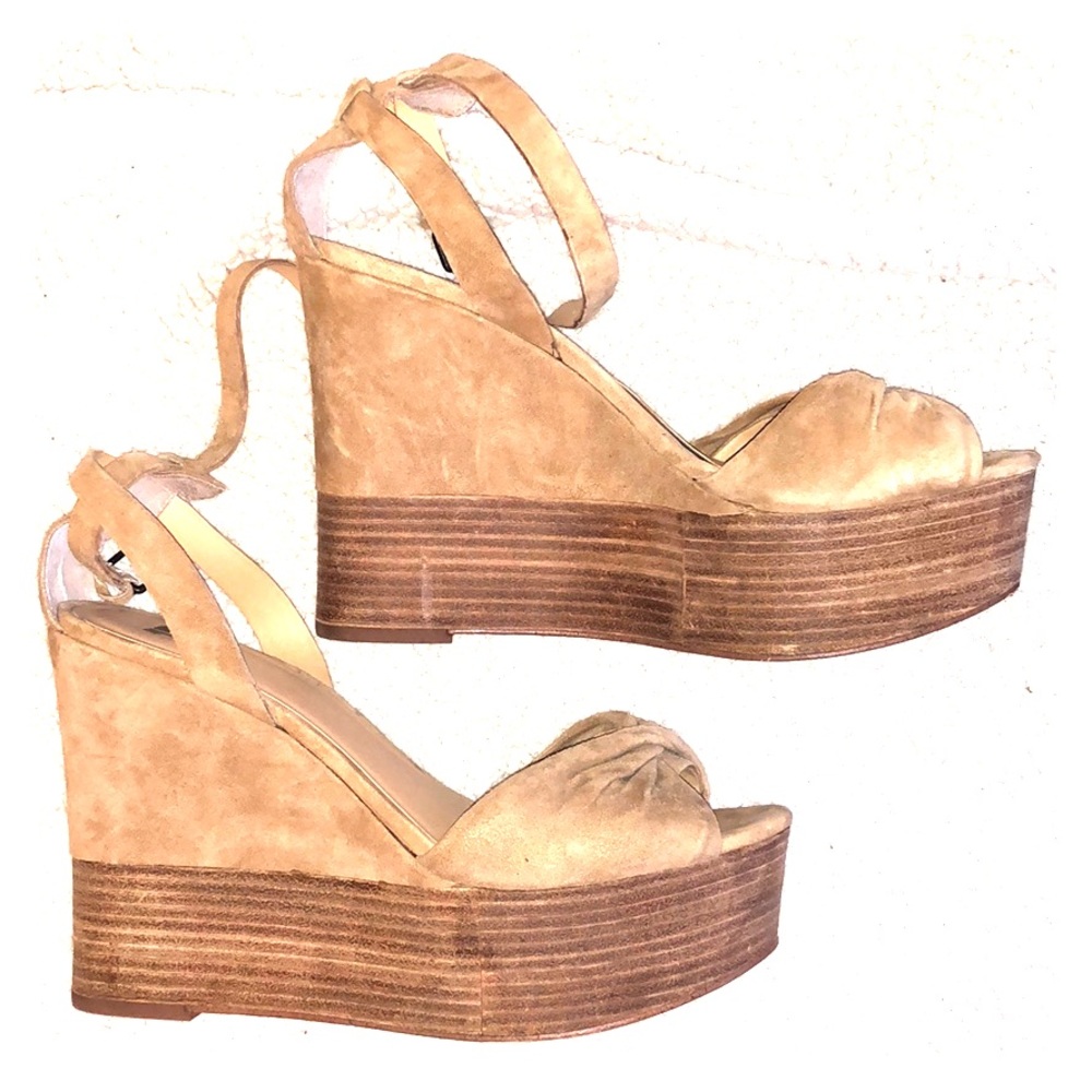 Joe’s jeans tan suede platform wedges